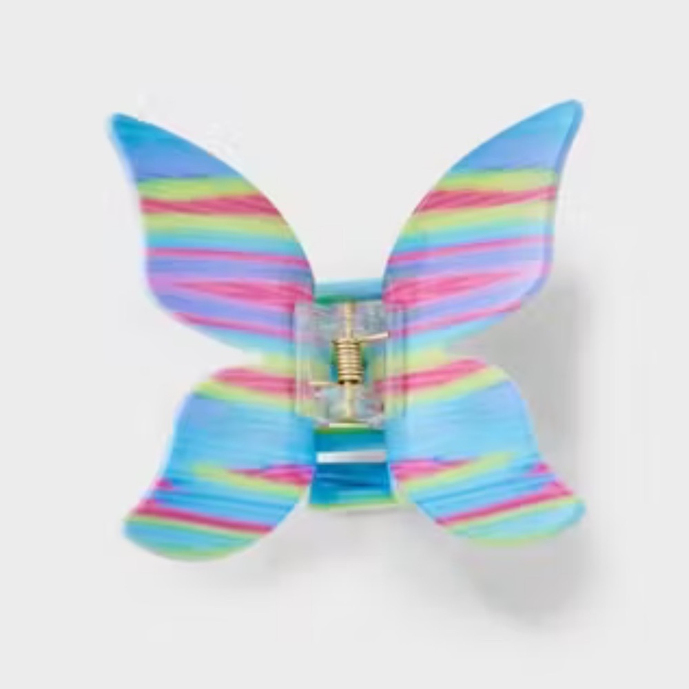 Girls Marbled Butterfly Claw Clip - art class Blue